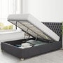 Dark Grey Velvet Double Ottoman Bed - Angel - Aspire