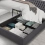 Dark Grey Velvet Double Ottoman Bed - Angel - Aspire