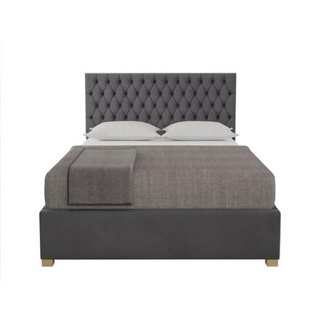 Dark Grey Velvet Double Ottoman Bed - Angel - Aspire