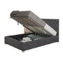 Dark Grey Velvet Double Ottoman Bed - Angel - Aspire