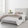 Silver Crushed Velvet Double Ottoman Bed - Angel - Aspire
