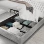 Silver Crushed Velvet Double Ottoman Bed - Angel - Aspire