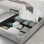 Silver Crushed Velvet King Size Ottoman Bed - Angel - Aspire