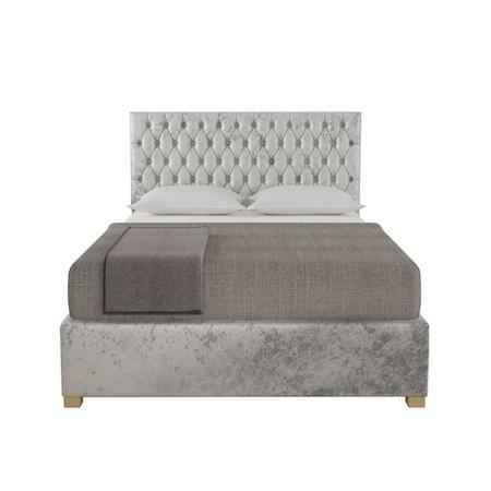 Silver Crushed Velvet Super King Size Ottoman Bed - Angel - Aspire