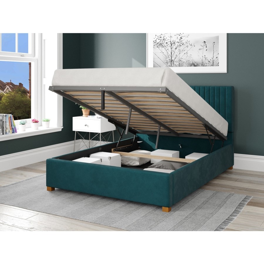 Emerald Velvet Upholstered Double Ottoman Bed - Aspire