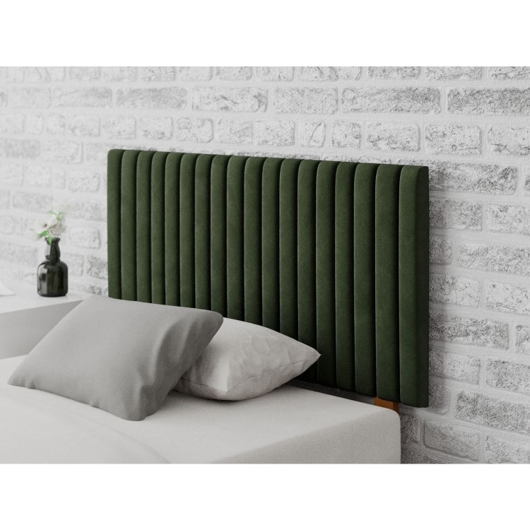 Striped Green Velvet Small Double Headboard - Aspire