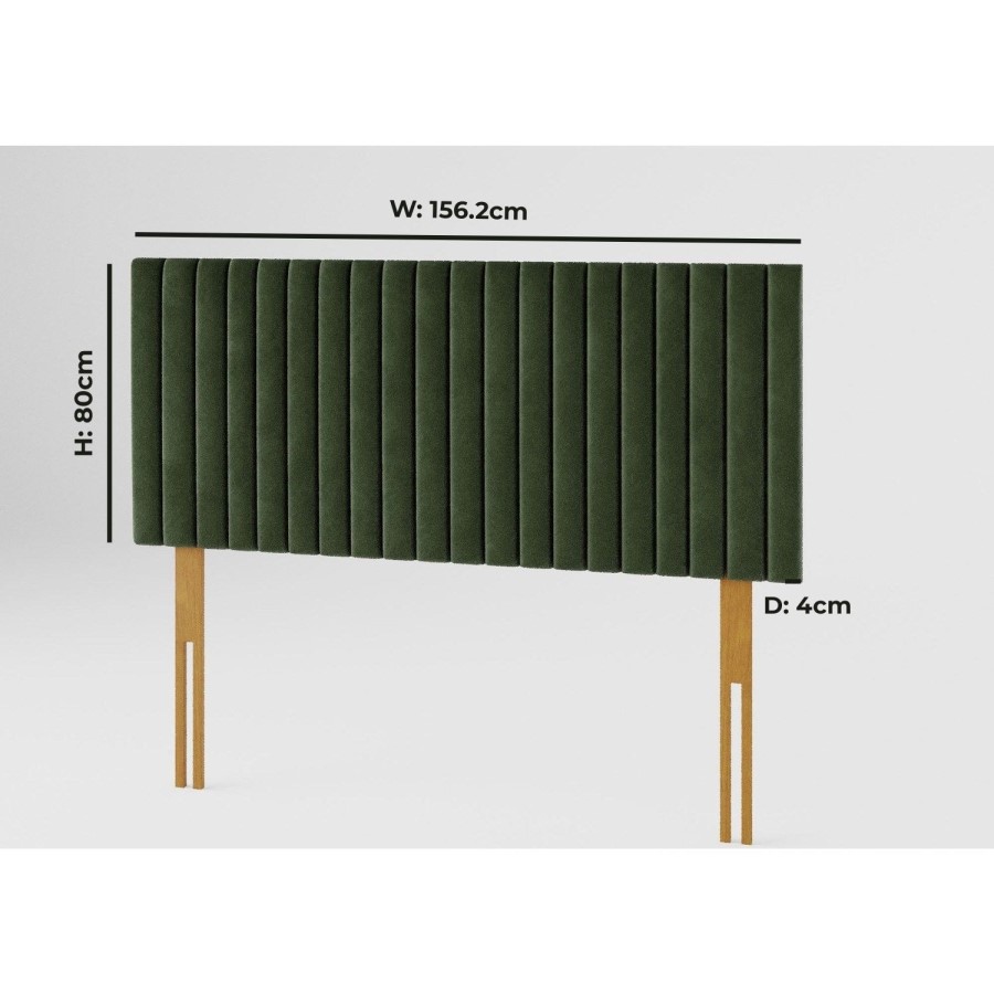 Striped Green Velvet King Size Headboard - Aspire