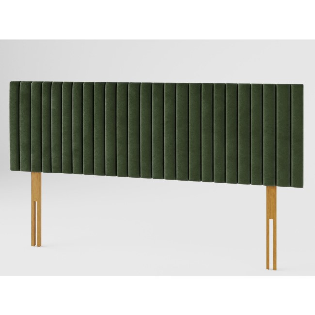 Striped Green Velvet Super King Size Headboard - Aspire