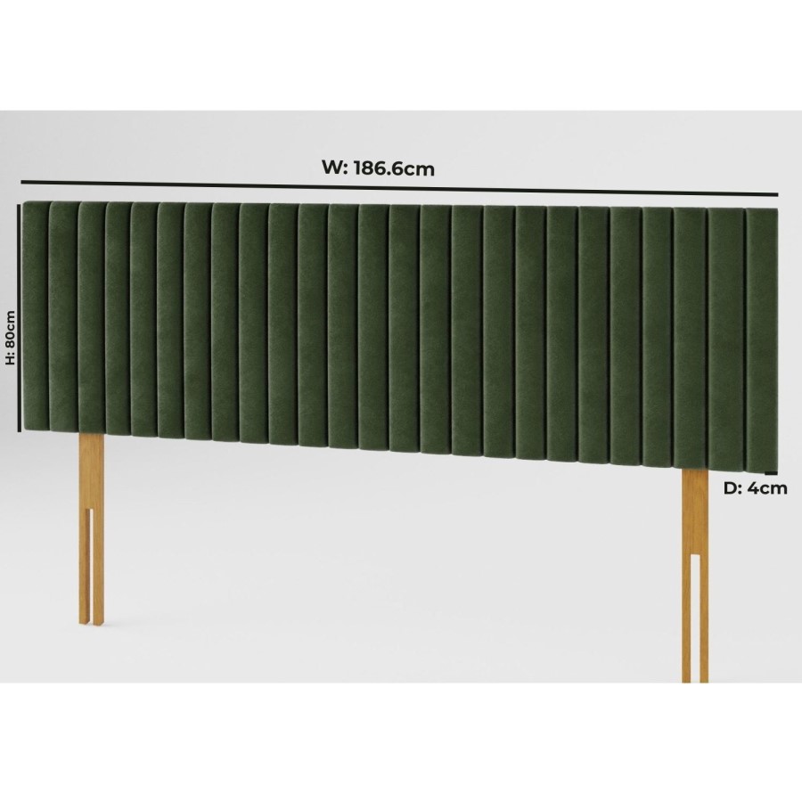 Striped Green Velvet Super King Size Headboard - Aspire
