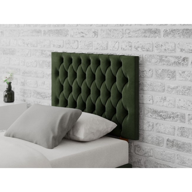 Buttoned Green Velvet Single Headboard - Aspire