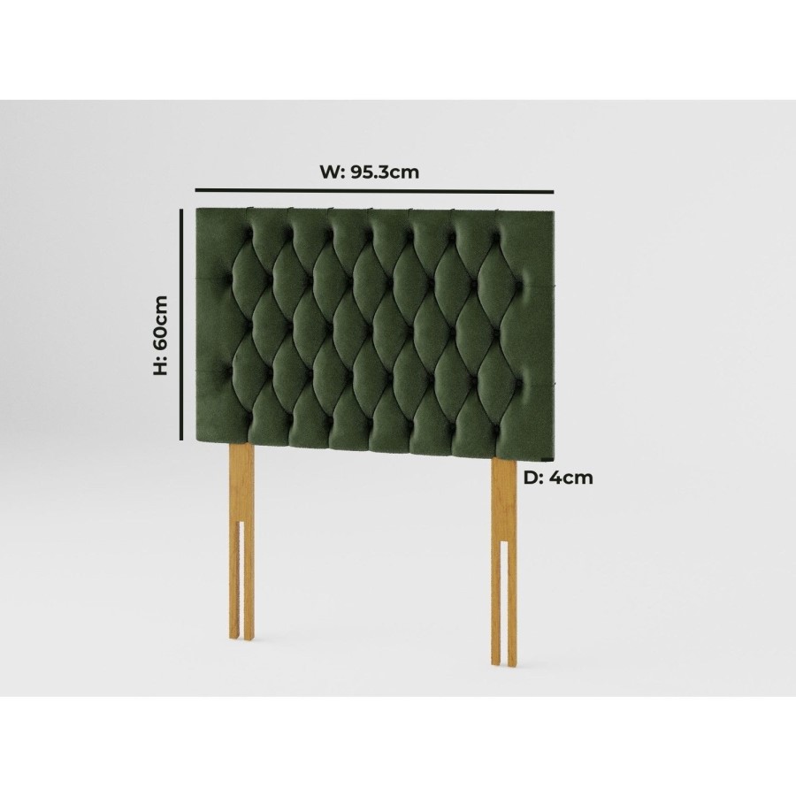 Buttoned Green Velvet Single Headboard - Aspire