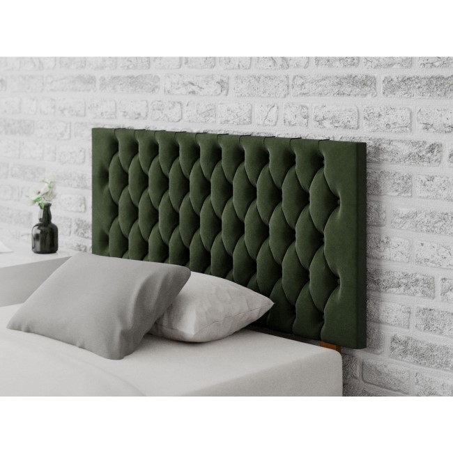 Buttoned Green Velvet Small Double Headboard - Aspire