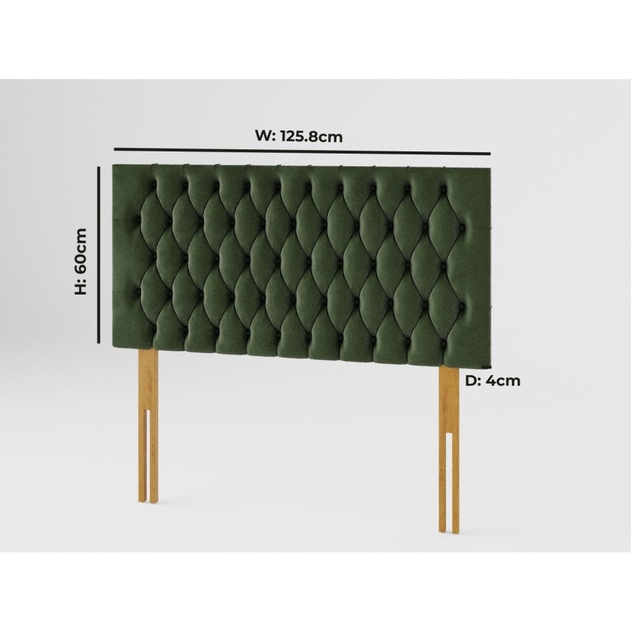 Buttoned Green Velvet Small Double Headboard - Aspire