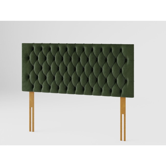 Buttoned Green Velvet Double Headboard - Aspire