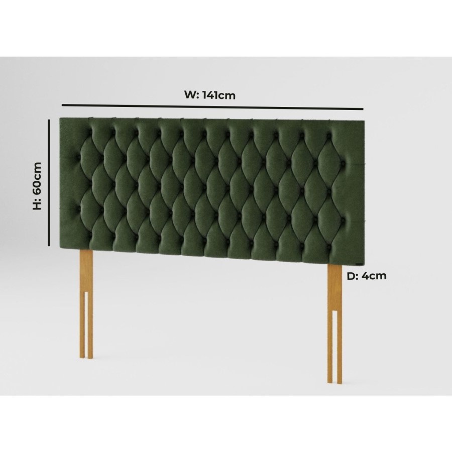 Buttoned Green Velvet Double Headboard - Aspire