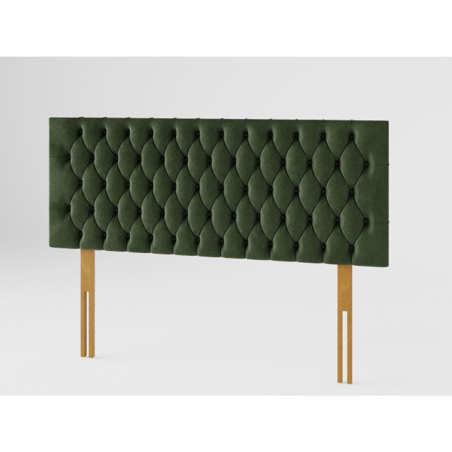 Buttoned Green Velvet King Size Headboard - Aspire