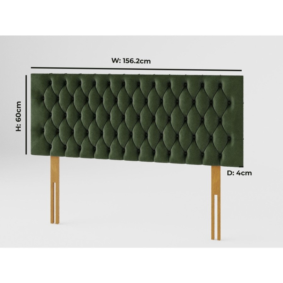 Buttoned Green Velvet King Size Headboard - Aspire