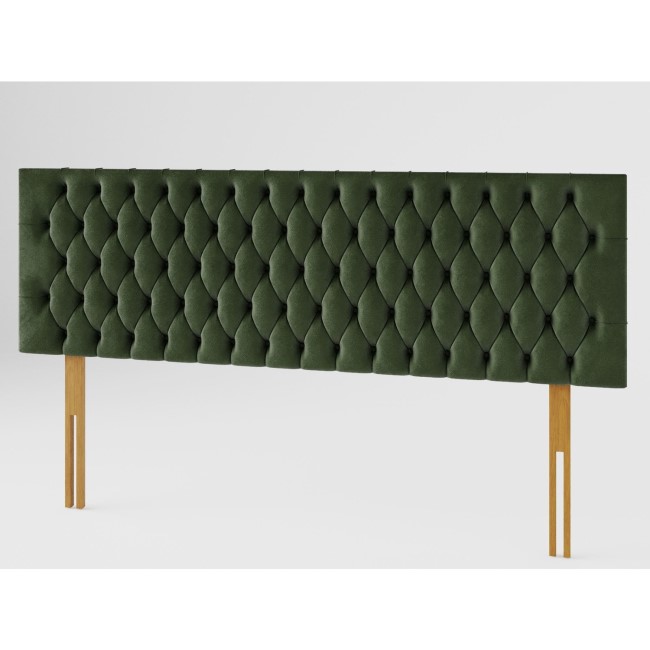 Buttoned Green Velvet Super King Size Headboard - Aspire