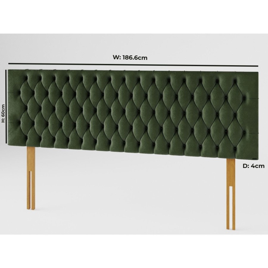 Buttoned Green Velvet Super King Size Headboard - Aspire
