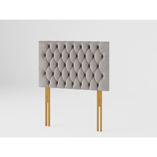 Buttoned Grey Velvet Single Headboard - Aspire