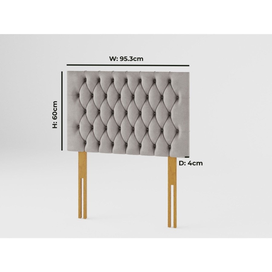 Buttoned Grey Velvet Single Headboard - Aspire