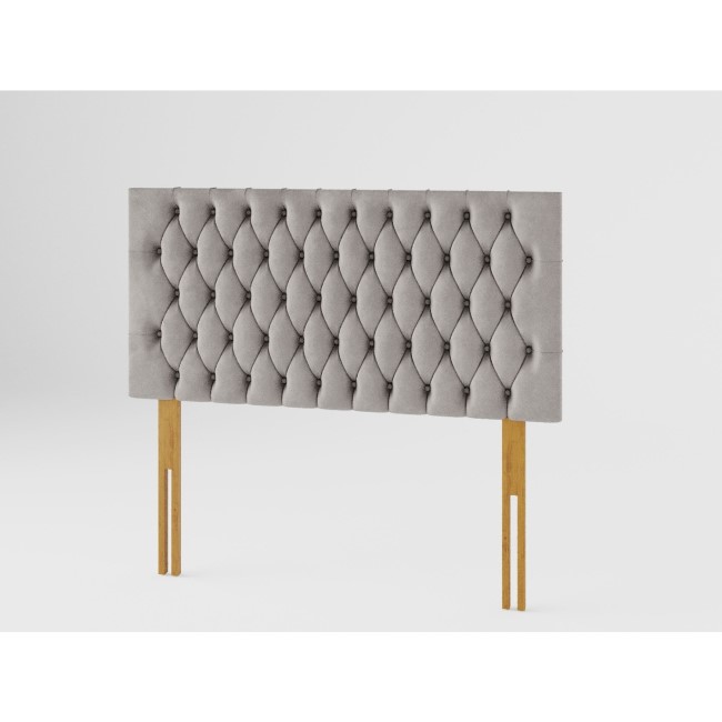 Buttoned Grey Velvet Small Double Headboard - Aspire