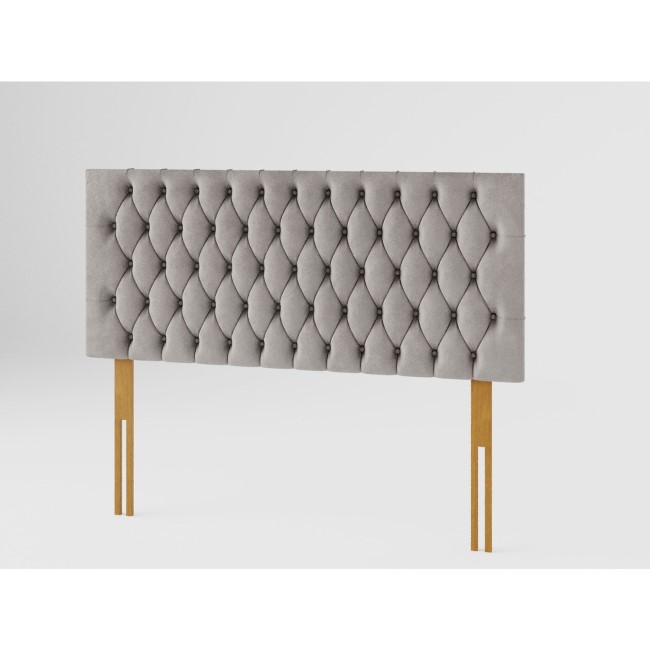 Buttoned Grey Velvet Double Headboard - Aspire