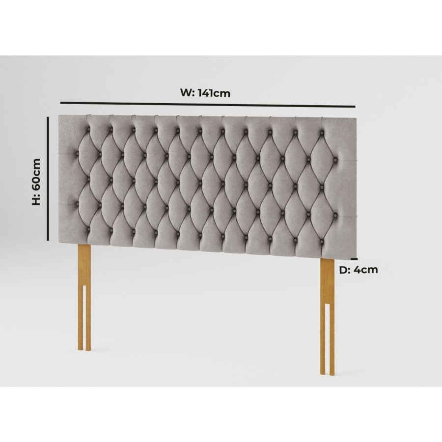 Buttoned Grey Velvet Double Headboard - Aspire