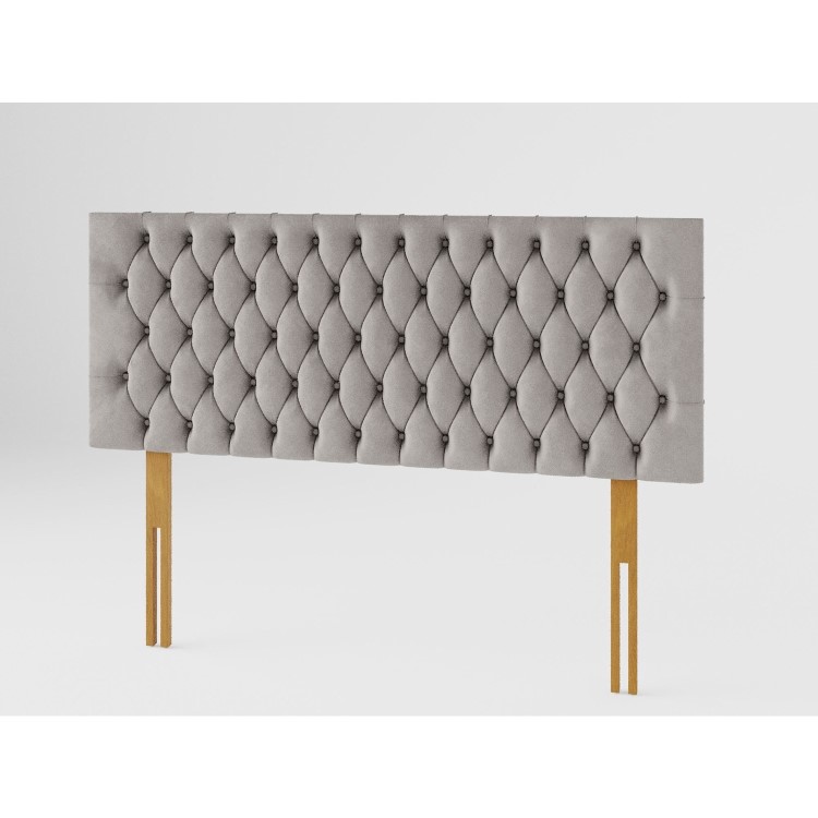 Buttoned Grey Velvet King Size Headboard - Aspire