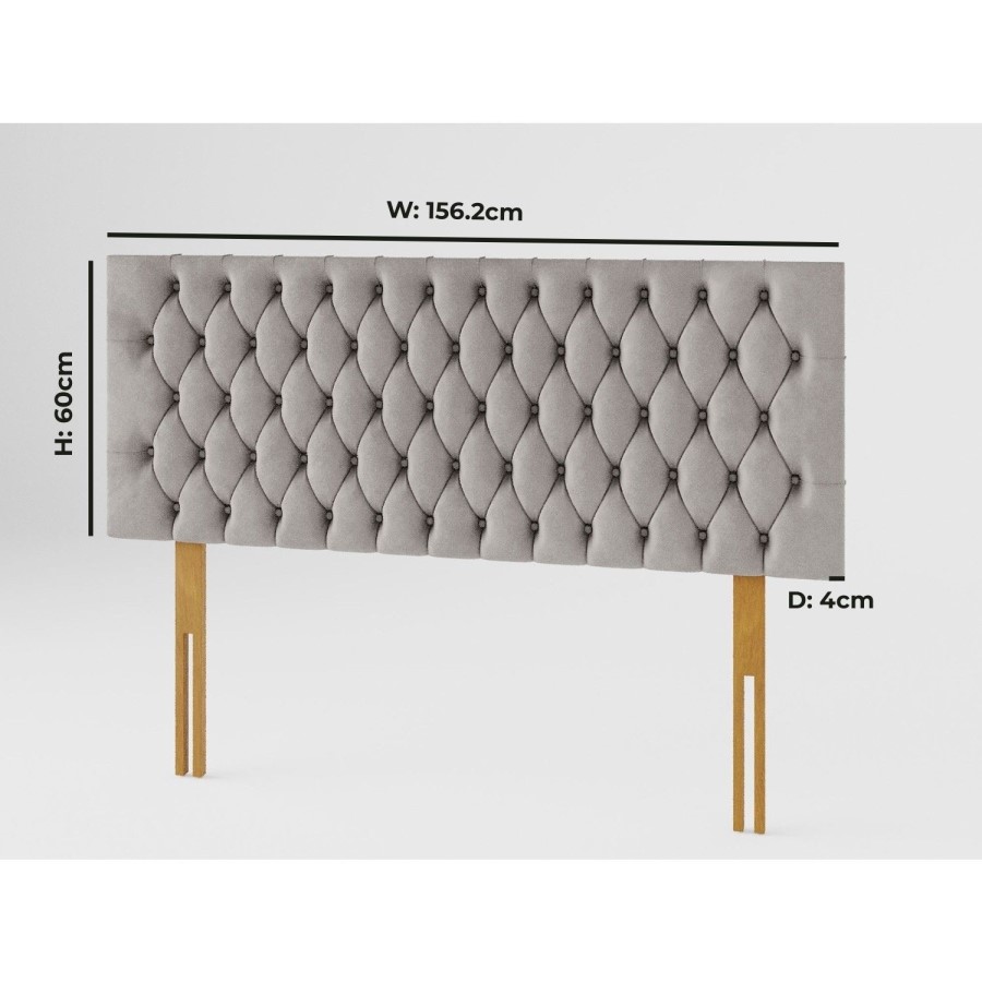Buttoned Grey Velvet King Size Headboard - Aspire