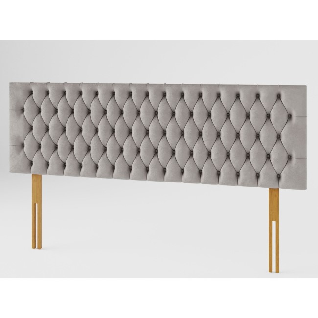 Buttoned Grey Velvet Super King Size Headboard - Aspire