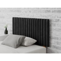 Striped Black Velvet Small Double Headboard - Aspire Striped Black Velvet Small Double Headboard - Aspire