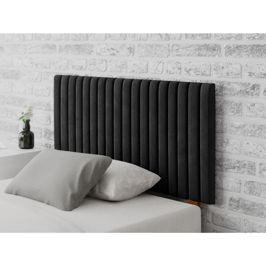 Striped Black Velvet Small Double Headboard - Aspire