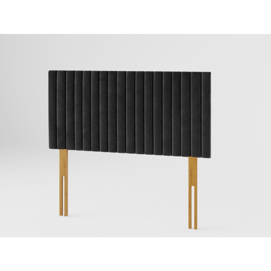 Striped Black Velvet Small Double Headboard - Aspire