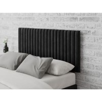Striped Black Velvet Double Headboard - Aspire Striped Black Velvet Double Headboard - Aspire
