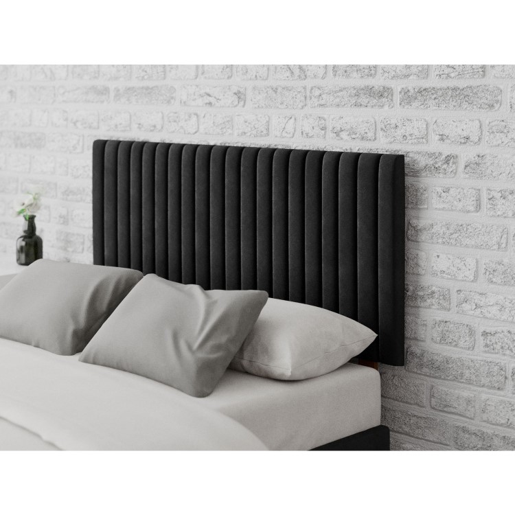 Striped Ebony Velvet Double Headboard - Aspire