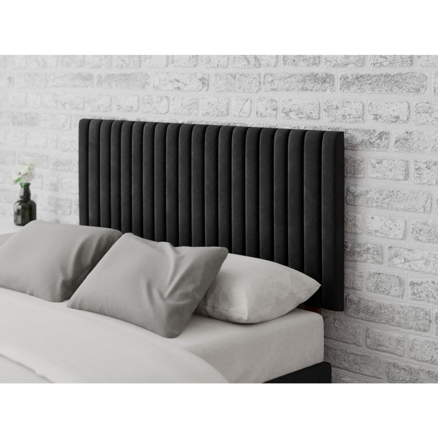 Striped Black Velvet Double Headboard - Aspire