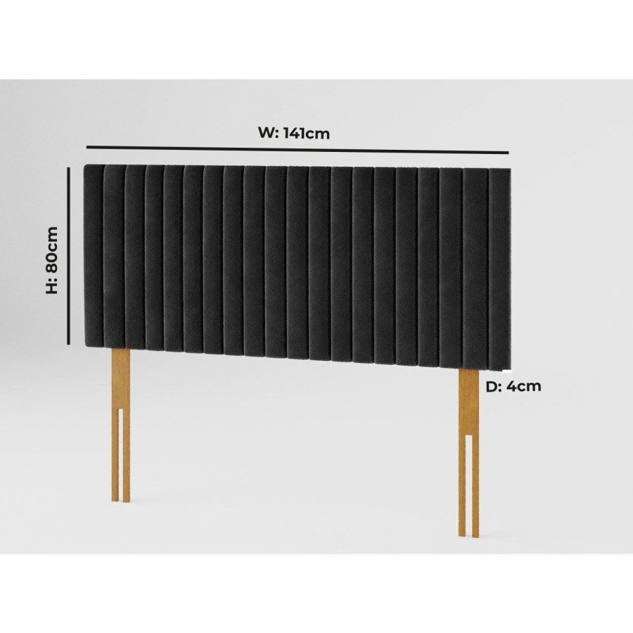 Striped Black Velvet Double Headboard - Aspire