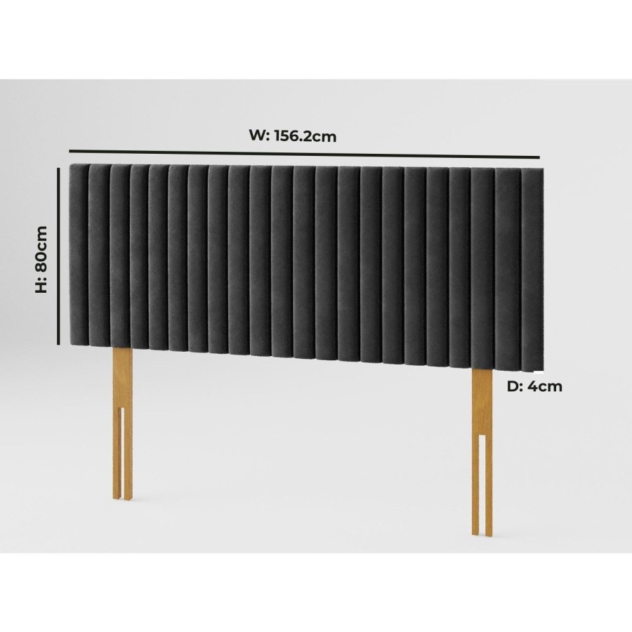 Striped Black Velvet King Size Headboard - Aspire