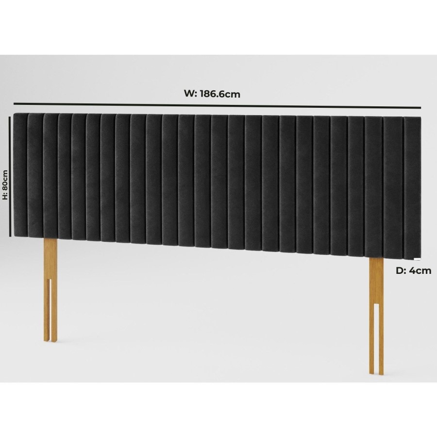 Striped Black Velvet Super King Size Headboard - Aspire