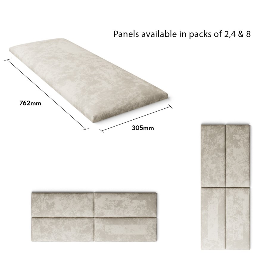 Pearl Velvet Wall Mounted Pack Of 8 Upholstered Panels - Aspire