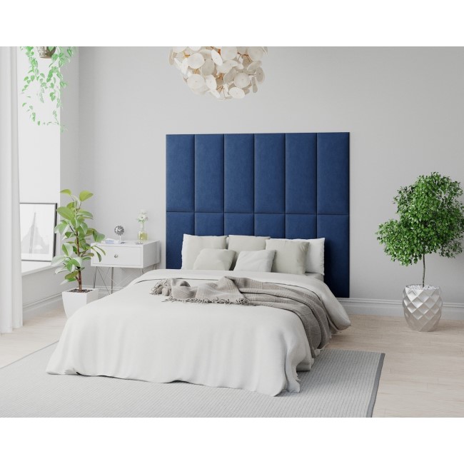 Navy Velvet Wall Mounted Pack Of 2 Upholstered Panels - Aspire