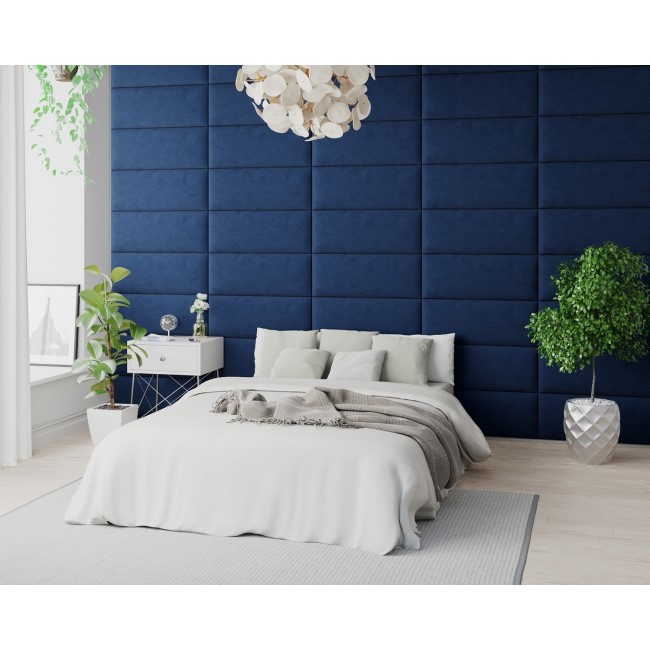 Navy Velvet Wall Mounted Pack Of 2 Upholstered Panels - Aspire