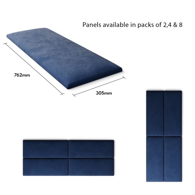 Navy Velvet Wall Mounted Pack Of 2 Upholstered Panels - Aspire