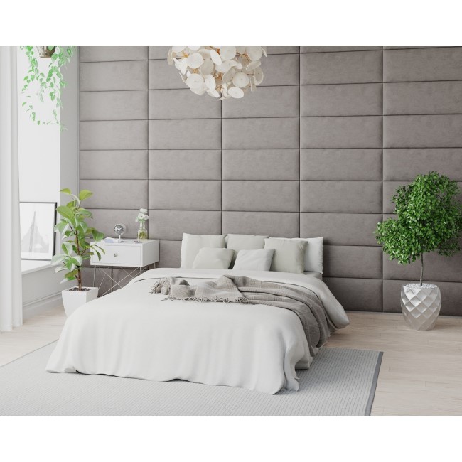 Grey Velvet Wall Mounted Pack Of 2 Upholstered Panels - Aspire