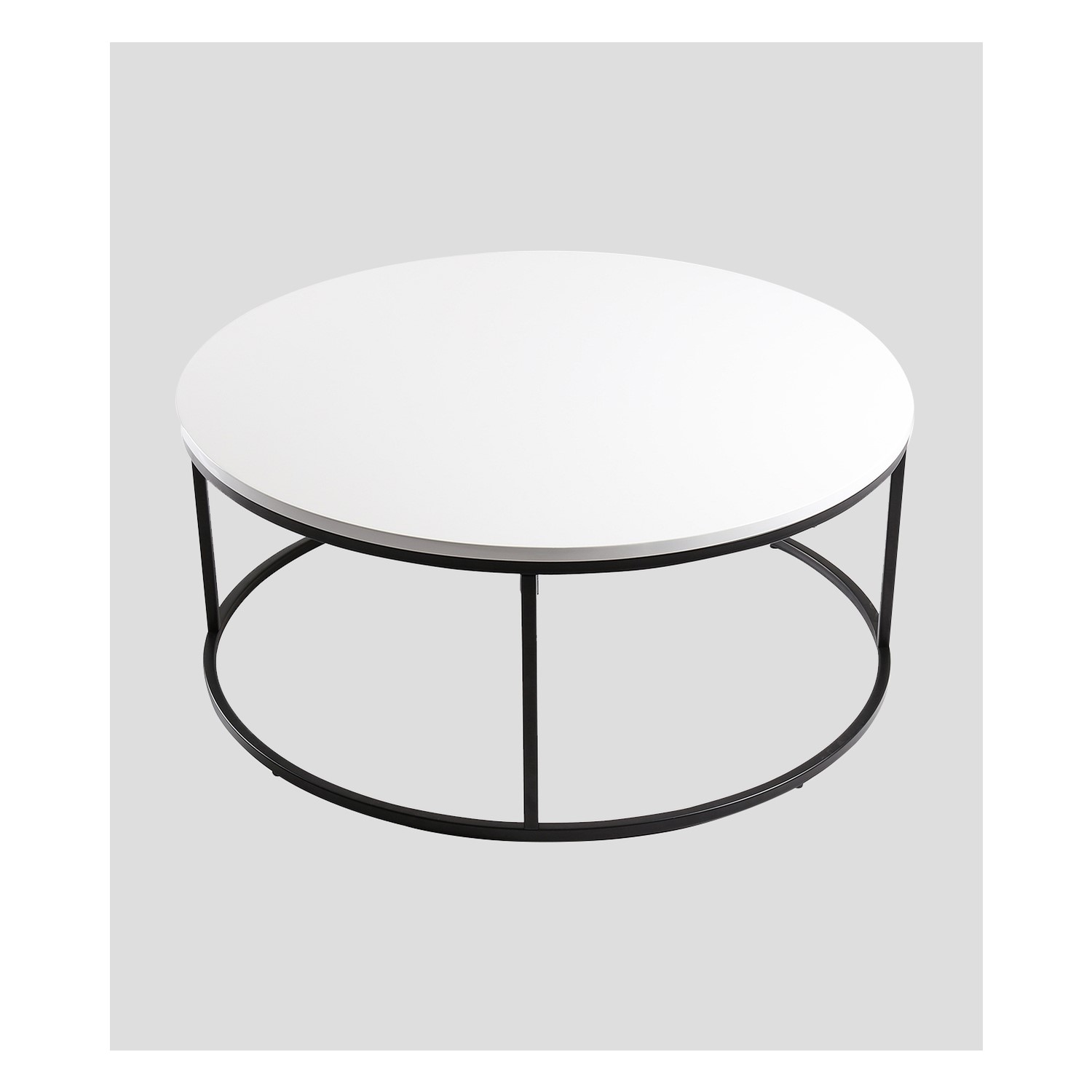 Jupiter Round Coffee Table High Gloss White With Metal Base Furniture123