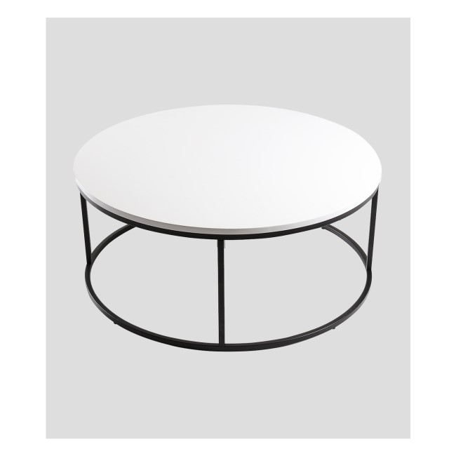 Jupiter Round Coffee Table High Gloss White with Metal Base
