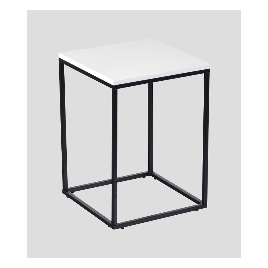 Jupiter Lamp Table High Gloss White and Metal Base