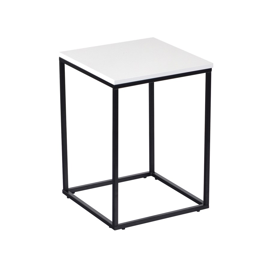 Jupiter Lamp Table High Gloss White and Metal Base