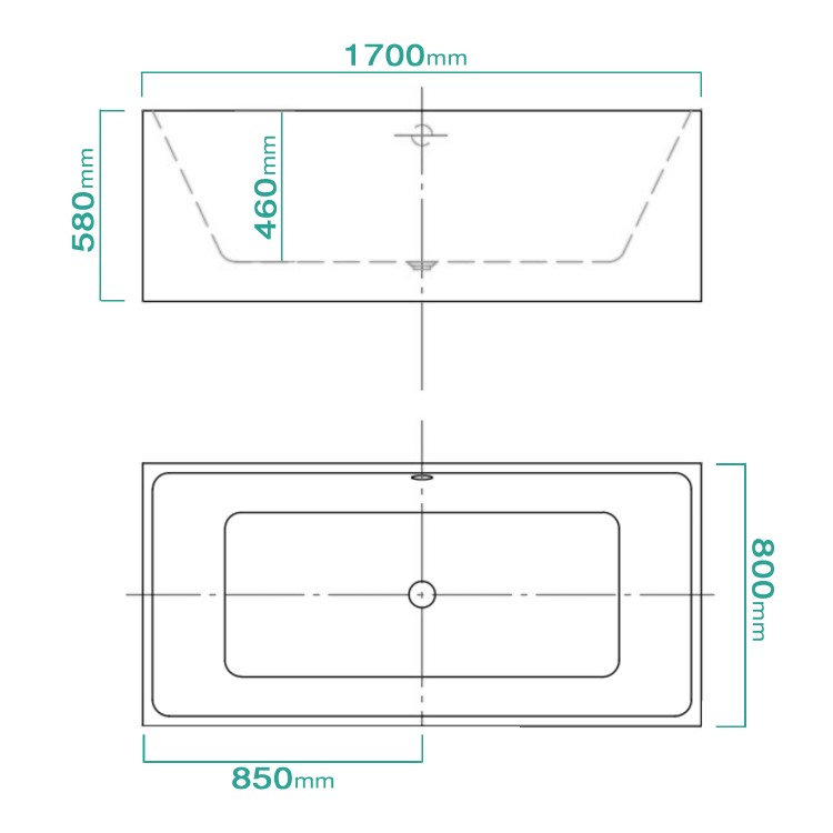 Baron Modern Square Freestanding Bath - 1700 x 780 x 580mm